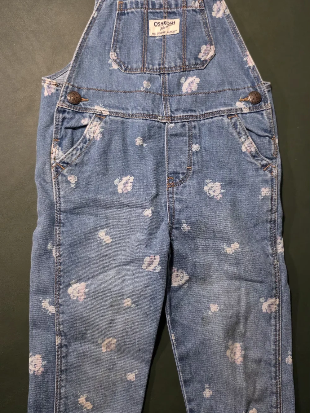 OshKosh B'gosh Light Blue Floral Denim Overalls for Kids